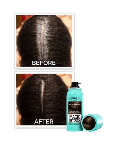 OAP HAIRCOLOR MAGIC_RETOUCH_SPRAY_BEFOREAFTER_ChatainFonce